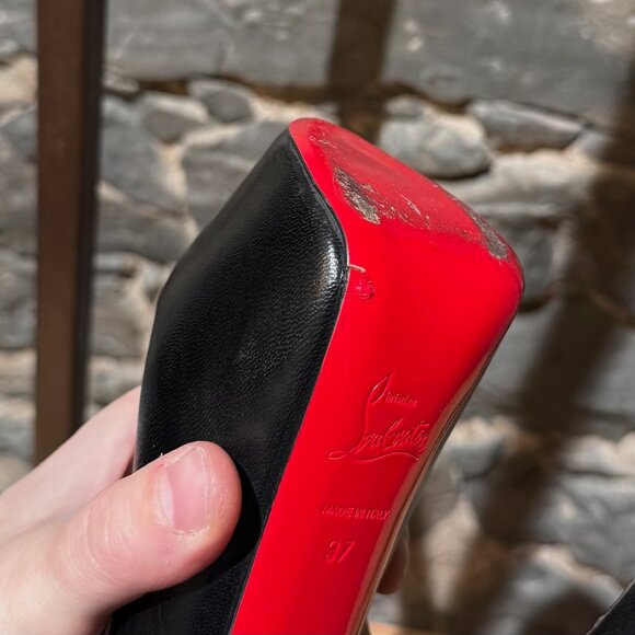 Christian Louboutin Black Leather Resillissima Mesh Platform 160 Booties - Picture 8 of 11